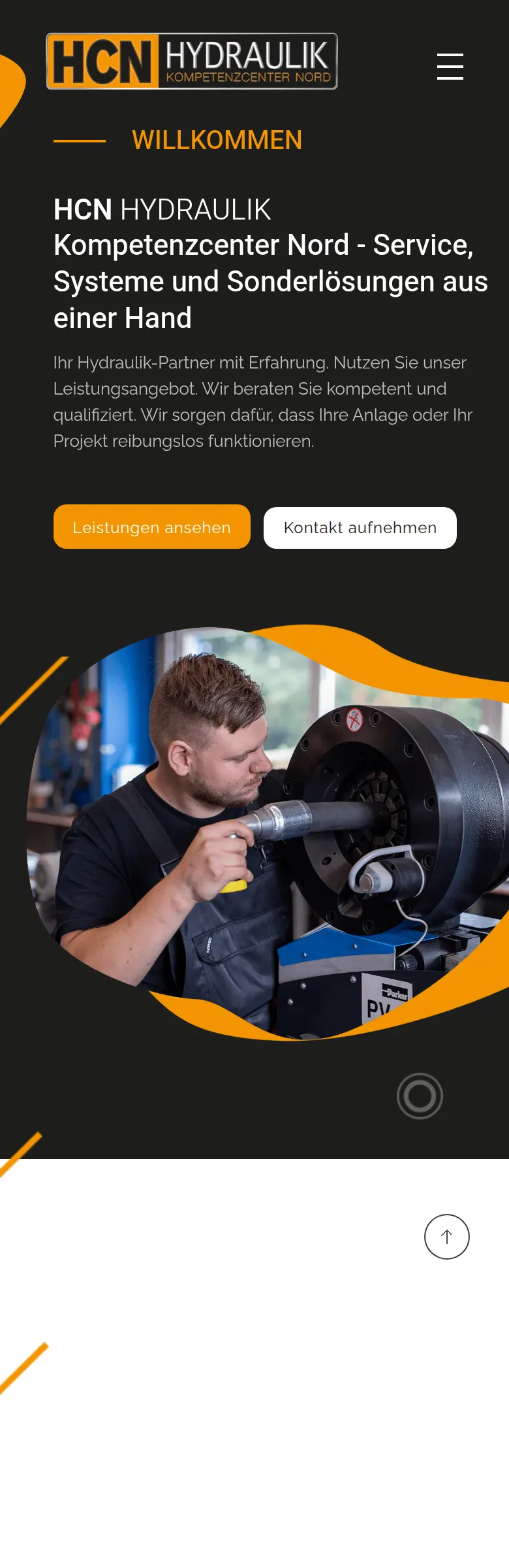 Mobile Ansicht der Website der HCN Hydraulik GmbH & Co. KG