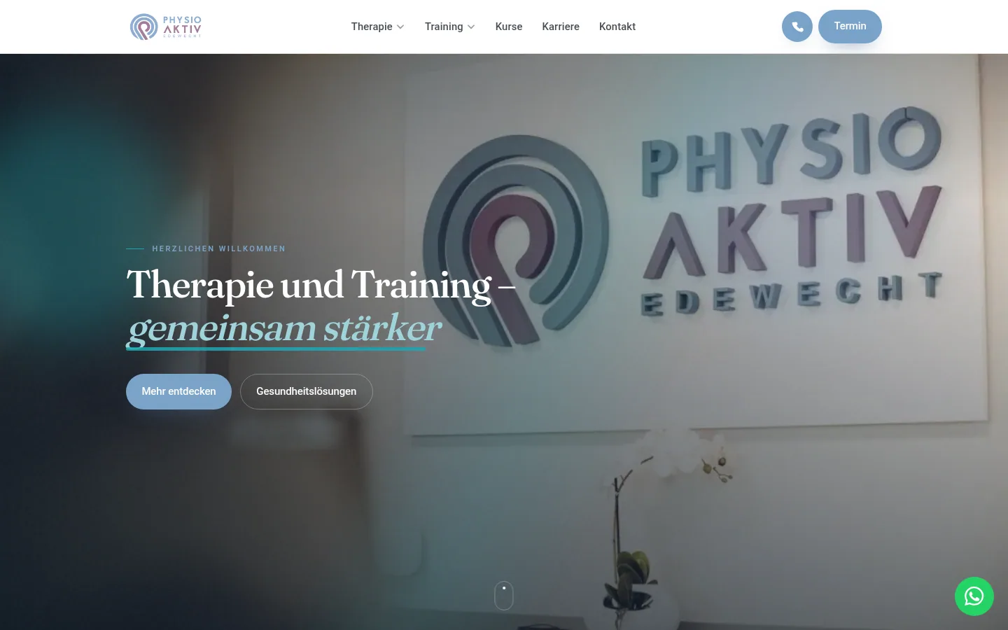 Desktop-Ansicht der Website von Physio-Aktiv Edewecht