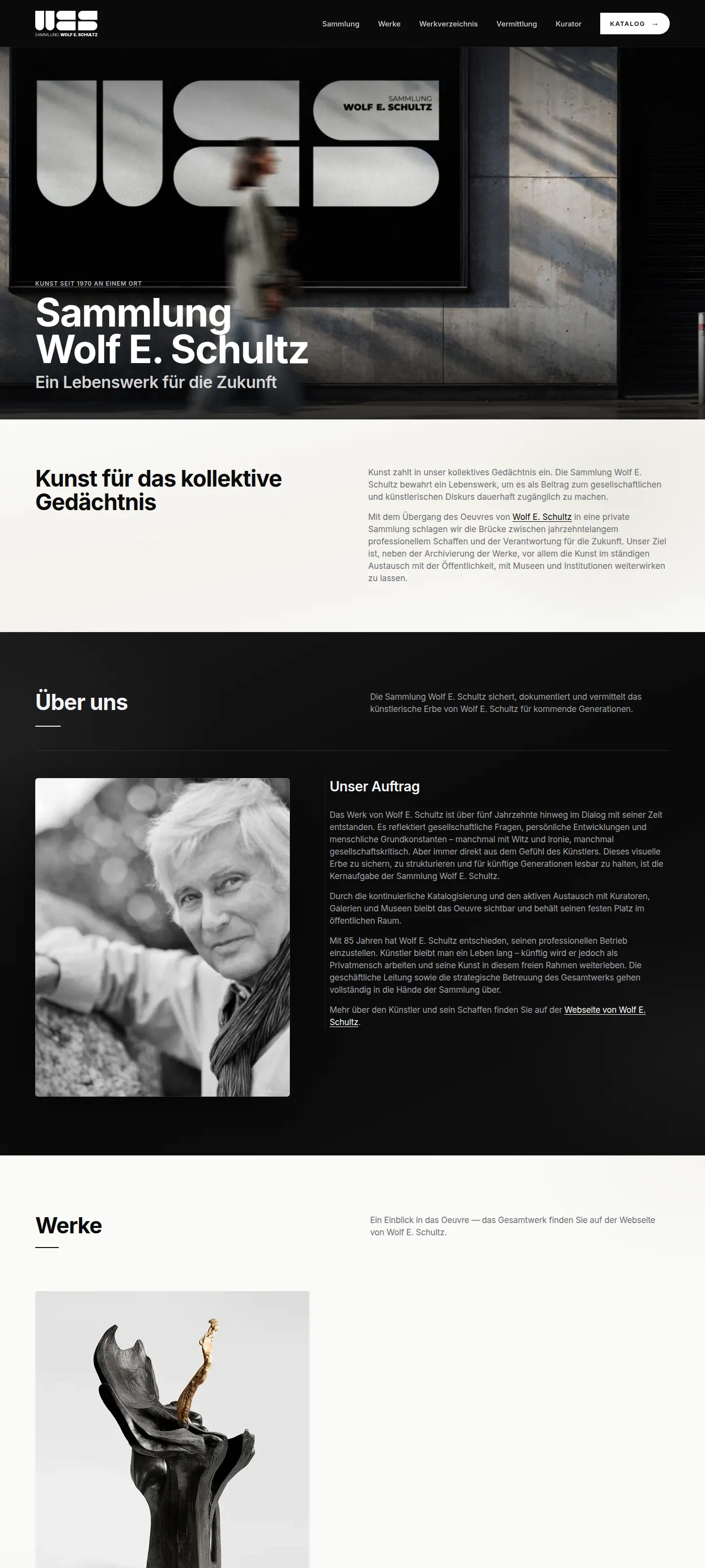 Desktop-Ansicht der Website der Sammlung Wolf E. Schultz