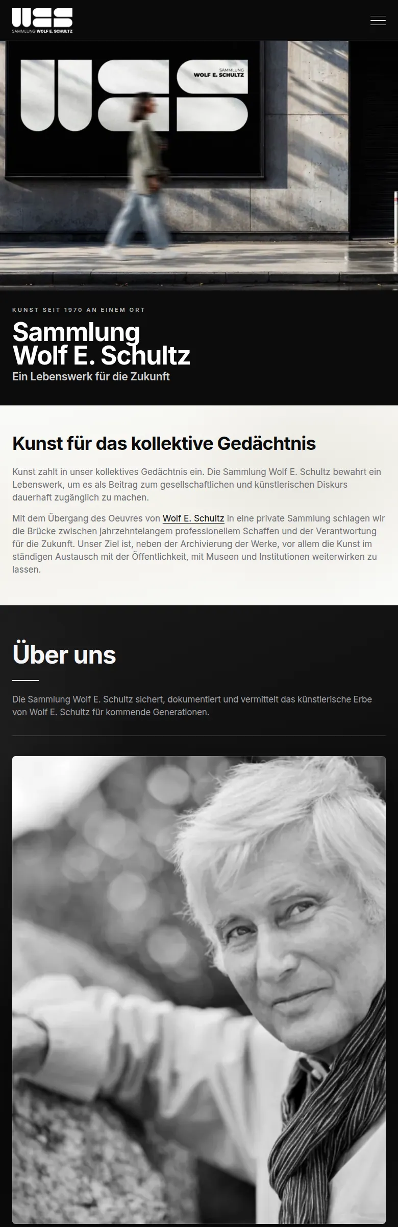 Mobile Ansicht der Website der Sammlung Wolf E. Schultz