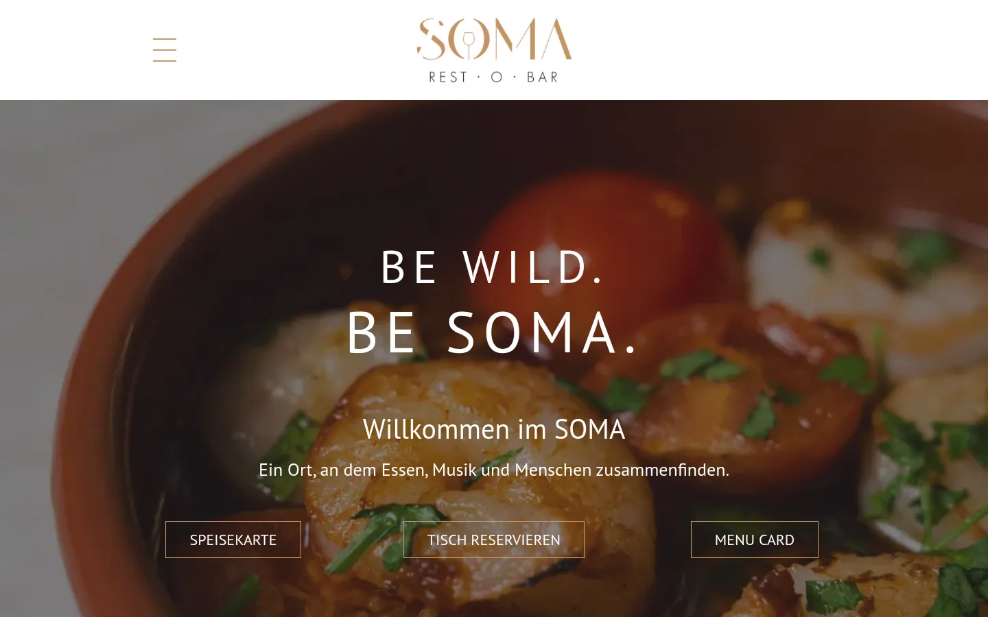 Desktop-Ansicht der Website von SOMA Restobar in Wuppertal