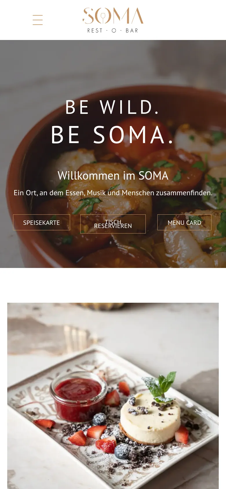 Mobile Ansicht der Website von SOMA Restobar in Wuppertal