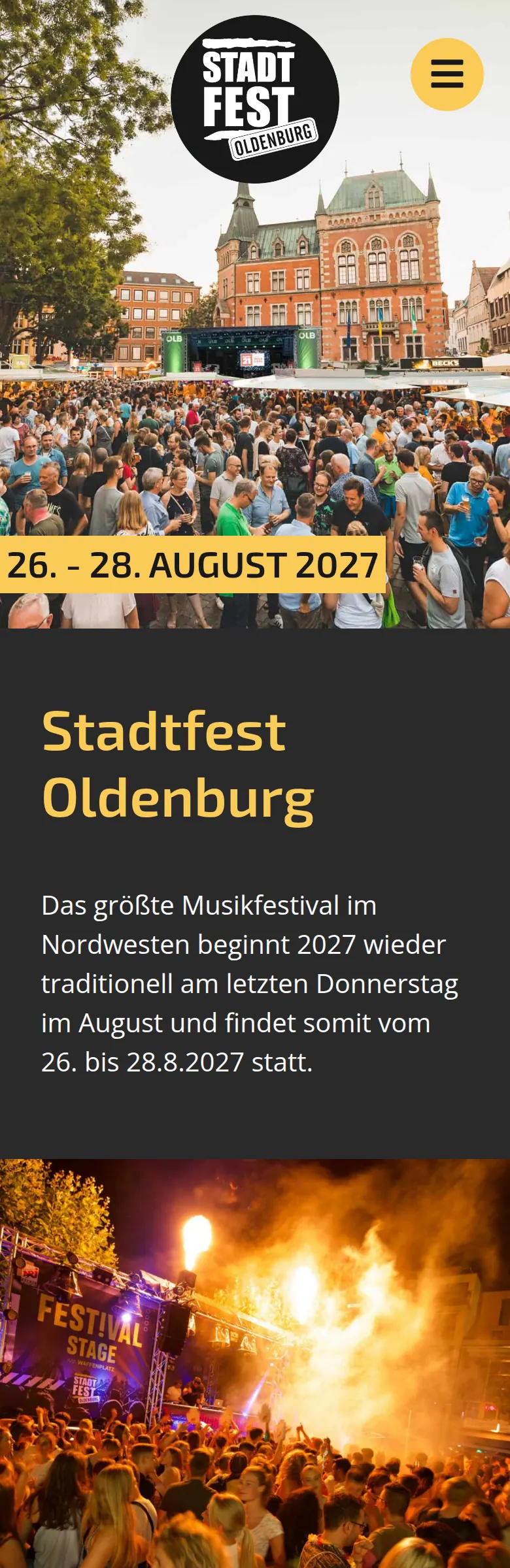 Mobile Ansicht der Website des Stadtfest Oldenburg