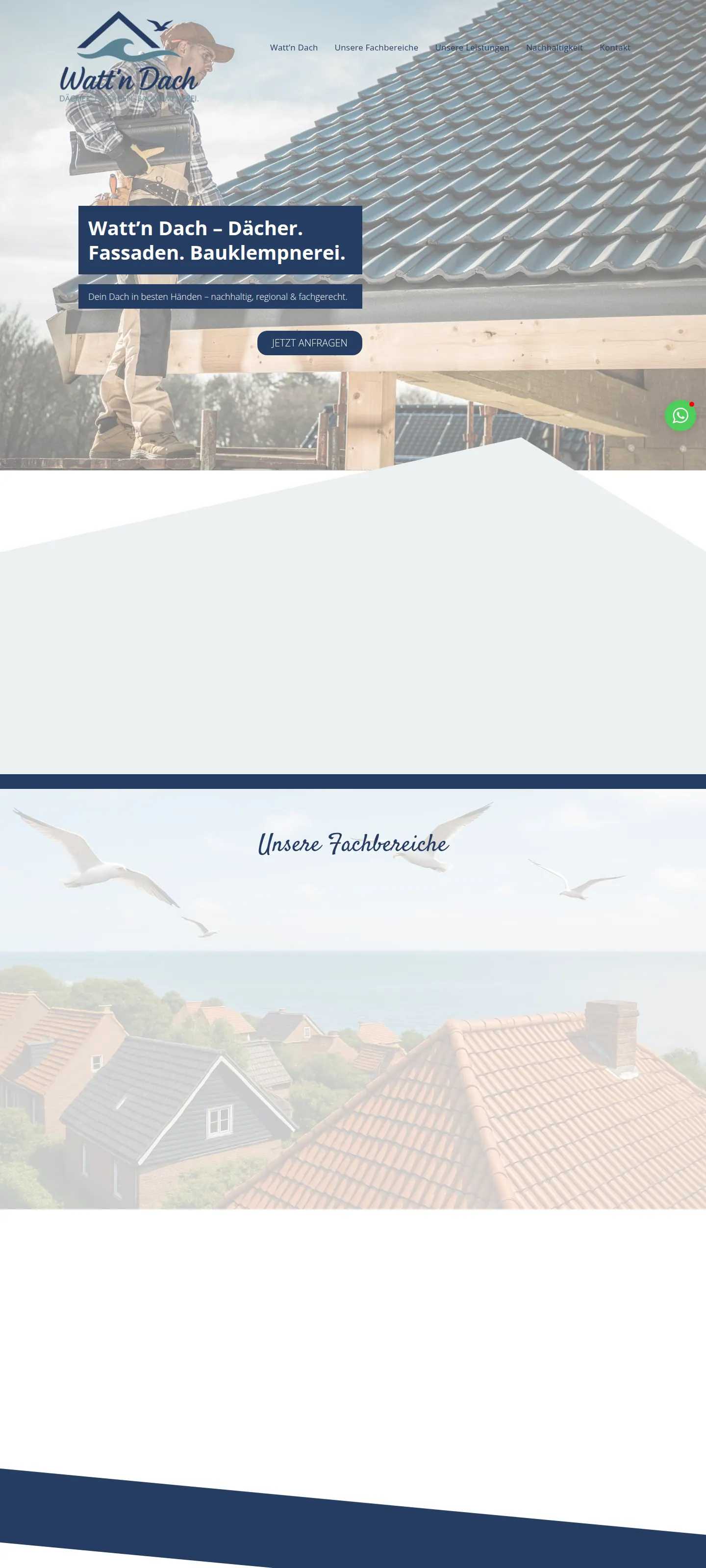 Desktop-Ansicht der Website von Watt'n Dach